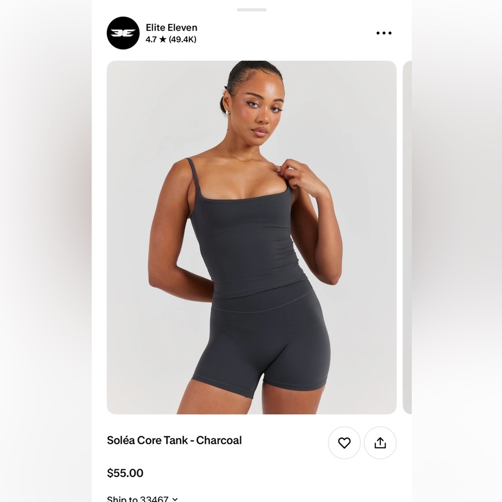 Elite Eleven Solea Core Workout Tank-Charcoal